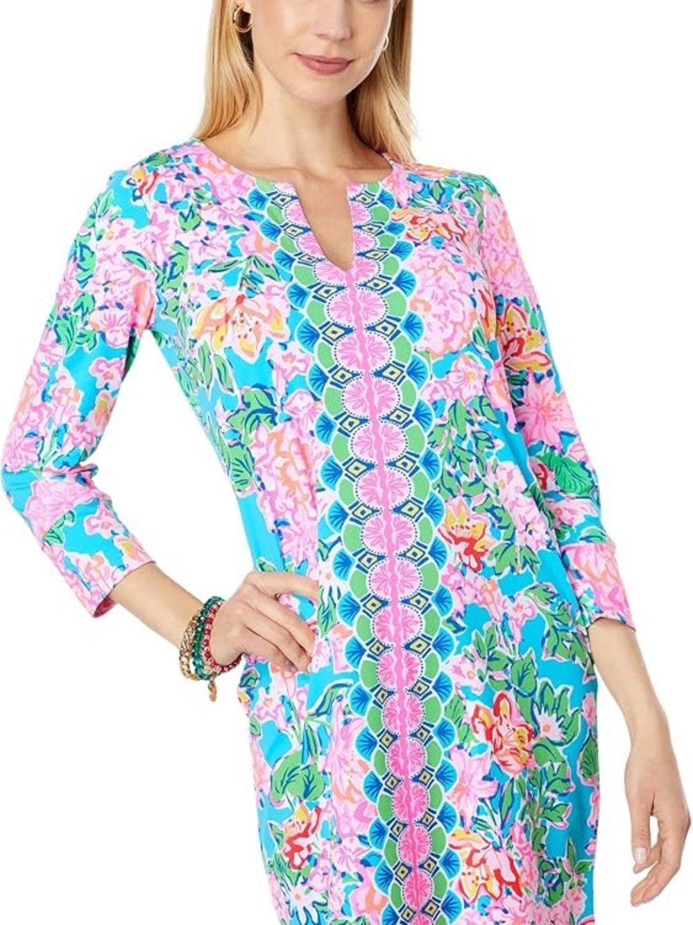 Lilly Pulitzer UPF 50+ Nadine Dress in the multi "Rose to the Occasion" print